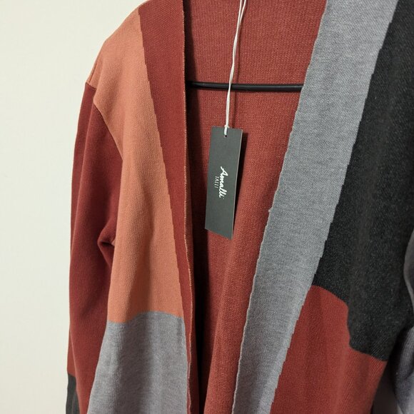 NWT Amalli Talli Pink/Grey/Camel Rust Combo Colorblock Cardigan size Large Tall - Picture 4 of 11